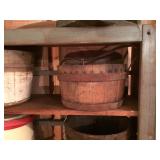 Wood Bucket Leather Handle 12"d x 7"h