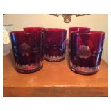 Etched Cranberry Tumblers (5)