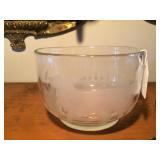 Frosted Glass Dog Scence Bowl 6"d