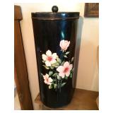 Black Tole Painted Container 9"d x 21.5"h