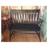 Black Deacons Bench w/ Stenciling 15.5"w x 32"h x 35"l