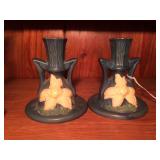 Pr. Roseville Candlesticks 4"base x 5"h