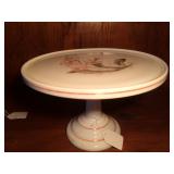 Hand Painted Milkglass Cake Plate 9"d x 6"h