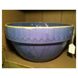 Blue Stoneware Bowl- Pickett Fence Decor 13"d x 7"h