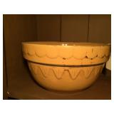 Yellowware Bowl-Pickett & Scalloped Decor 12"d x 6.25"h 