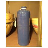 Blue Stoneware Bottle 2.5"d x 7.5"h
