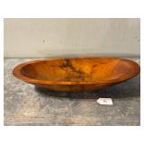 Refinished Burl Wood Oblong Bowl