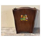 1940’s Wooden Waste Bucket w/ Painted Scene