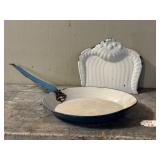 Blue Enamel Crumb Tray and Skillet