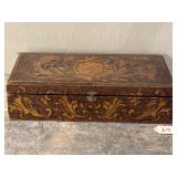 Inscribed 1903 Pyrography Glove/Trinket Box