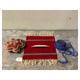 Chimayo Rug, Iroquois Pin Cushion and Beaded Purse