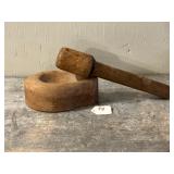 Unusual Wooden Mortar and Pestle