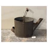 Early Tin Watering Can w/ Wire Bail & Wood Handle