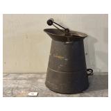 Early Tin Milk Can w/ Wire Bail & Wood Handle
