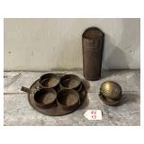 Nutmeg Grater, Brass Tea Strainer & Egg Poacher