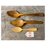 3, 19th Century Handcarved Horn Spoons