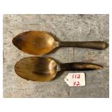 2, 19th Century Handcarved Horn Spoons