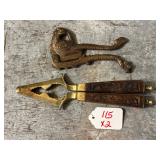 2 Nutcrackers, Figural Brass & Brass and Wood