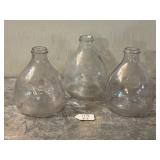 3 Embossed Clear Glass Fly Traps