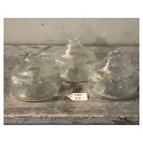 3 Embossed “MMM” Clear Glass Fly Traps
