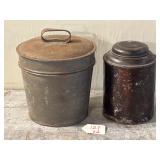 Tin Storage Container & Hinged Lidded Tea Canister