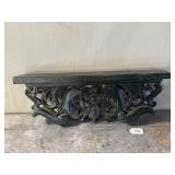Ornate Green Painted Handcarved Wall Shelf