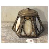 Art Deco Brass and Slag Glass Panel Shade