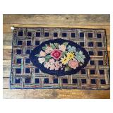 1920-1930 Flower and Geometric Hooked Rug