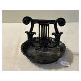 18th Century Cast Iron Lyre Bootscraper w/ Pan
