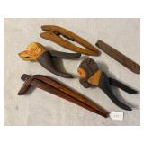  5 Homemade Figural and Other Wood Nutcrackers