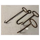4 Hand Forged Iron Hay Hooks