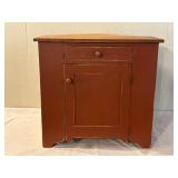 Vintage Homemade Red Painted Corner Cabinet