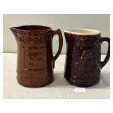  2 American, Brown Crock Pitchers