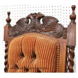 FANTASTIC Set 6 ANTIQUE SOLID Mahogany Highly Carved w/Lion Heads & Birds Dining Room Chairs