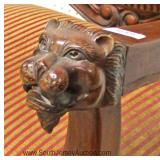 FANTASTIC Set 6 ANTIQUE SOLID Mahogany Highly Carved w/Lion Heads & Birds Dining Room Chairs