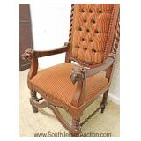 FANTASTIC Set 6 ANTIQUE SOLID Mahogany Highly Carved w/Lion Heads & Birds Dining Room Chairs