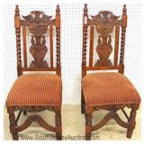 FANTASTIC Set 6 ANTIQUE SOLID Mahogany Highly Carved w/Lion Heads & Birds Dining Room Chairs