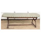 - UNIQUE – Country Paint Decorated "X" Frame Harvest Table Located Inside – Auction Estimate $300-$6