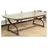 - UNIQUE – Country Paint Decorated "X" Frame Harvest Table Located Inside – Auction Estimate $300-$6