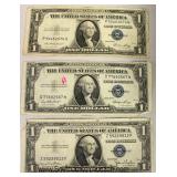 ARE – (3) 1935 Silver Certificate $1.00 Bills without In God We Trust 
