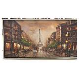 20TH Century Contemporary Oil on Canvas of Eiffel Tower Paris Located Inside - Auct