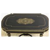 ANTIQUE Empire Ebonized Center Table with Brass Inlay and Applied Brass Trim Located Inside - Auctio