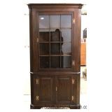 PAIR of SOLID Mahogany 12 Pane Corner Cabinets by "Henkel Harris Furniture" Located Inside - Auction
