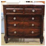 ANTIQUE Burl Mahogany Victorian Chest Located Inside - Auction Estimate $200-$400
