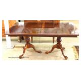 CHIPPENDALE Style Banded Burl Mahogany Ball and Claw Dining Room Table with 2 Leaves by "Pennsylvani