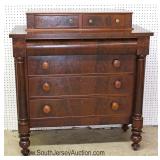 ANTIQUE Burl Mahogany Victorian Chest with Step Up Glove Boxes Located Inside - Auction Estimate $20