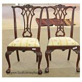 PAIR of SOLID Mahogany Ball and Claw Chippendale Style High Back Side Chairs Located Inside - Auctio