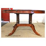 -- BEAUTIFUL – 60" Burl Mahogany Banded Round Dining Room Table with Perimeter 10" Leaves to Expand 
