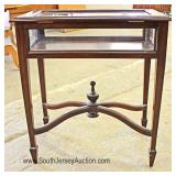 SOLID Mahogany Stretcher Base Display Table Located Inside - Auction Estimate $100-$200