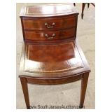 Mahogany Leather Top 2 Drawer Step Table by "Columbia Furniture" Located Inside - Auction Estimate $